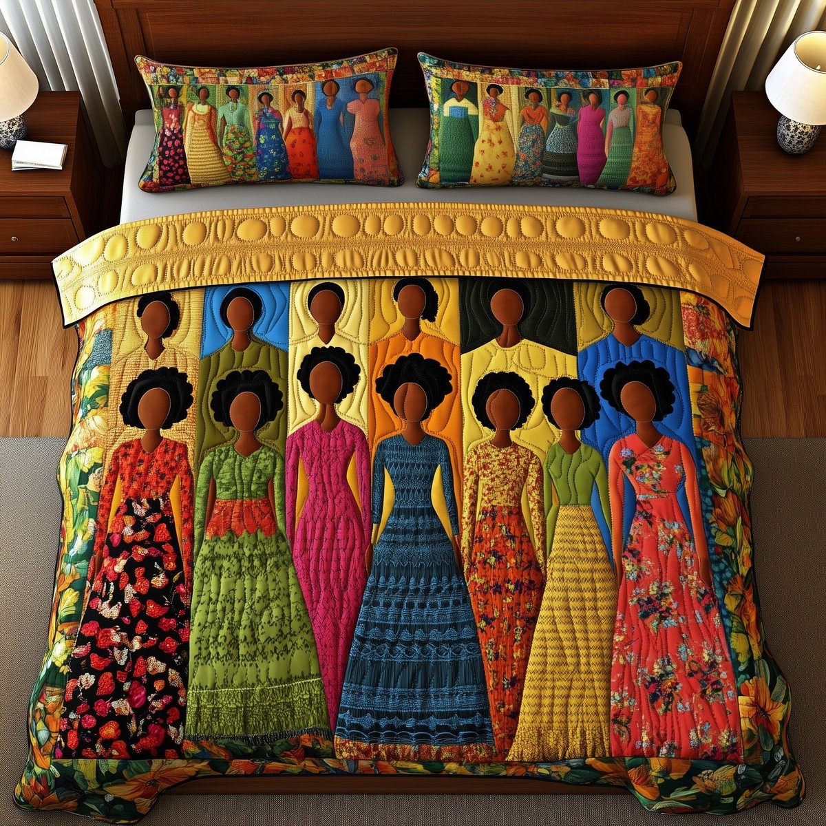 Juneteenth 3 Piece Quilted Bedding Set Gift For African American Heritage Lovers
