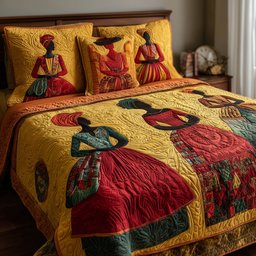 Soulbound Roots 3 Piece Quilted Bedding Set Gift For African American Heritage Lovers