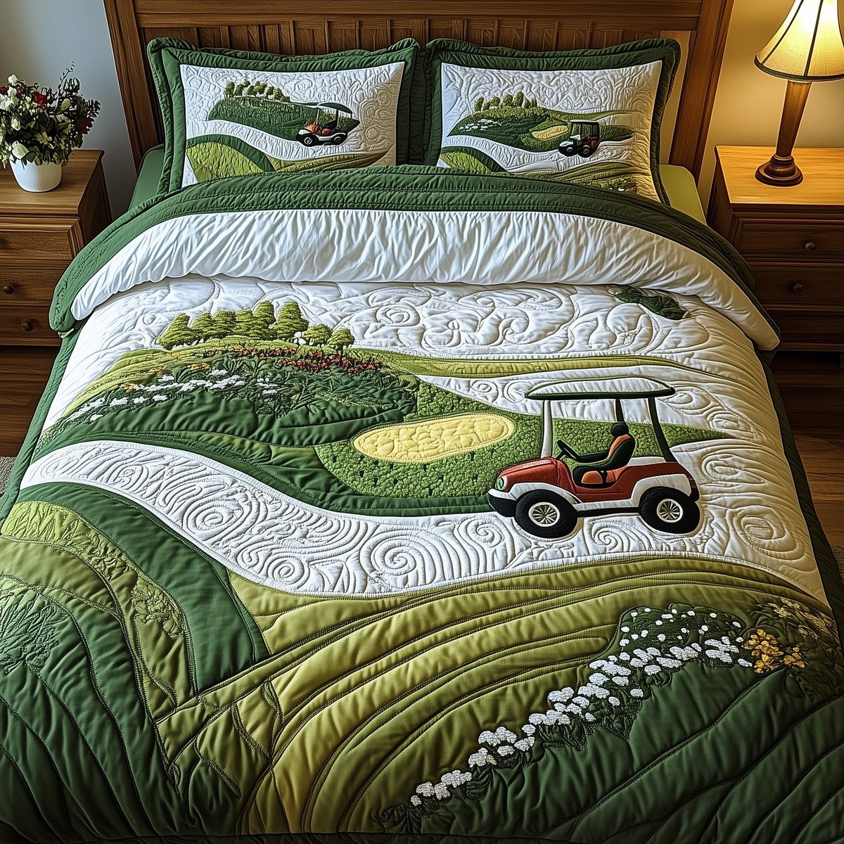 Par for the Night 3 Piece Quilted Bedding Set Gift For Sports Fans