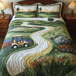 Fairway Dreams 3 Piece Quilted Bedding Set Gift For Sports Fans