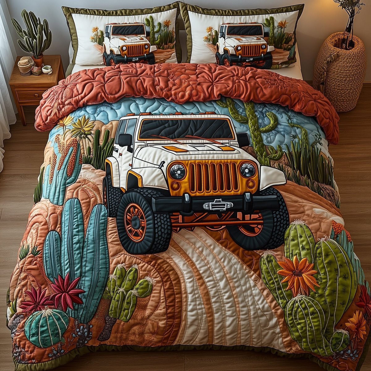 Offroad Legends 3 Piece Quilted Bedding Set Gift For Home Decor Lovers
