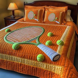 Tennis Time 3 Piece Quilted Bedding Set Gift For Sports Fans