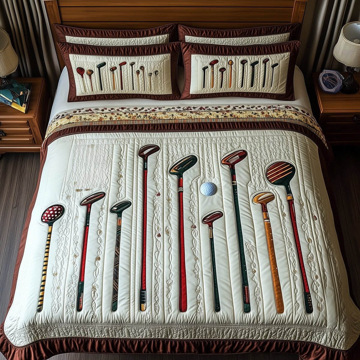 In the Golf Bag 3 Piece Quilted Bedding Set Gift For Sports Fans