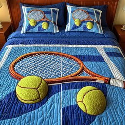 Tennis Time 3 Piece Quilted Bedding Set Gift For Sports Fans