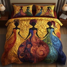 Melanin Heritage 3 Piece Quilted Bedding Set Gift For African American Heritage Lovers
