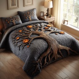 Midnight Manor 3 Piece Quilted Bedding Set Gift For Gothic Decor Lovers