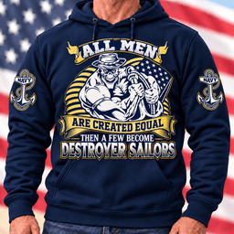 All Men Are Created Equal Then A Few Become Destroyer Sailors T Shirt Hoodie Baseball Cap Gift For Navy Veterans Hoodie Navy