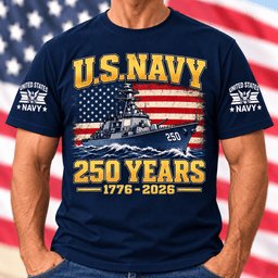 US Navy 250 Years Battleship American Flag T Shirt Hoodie Baseball Cap Gift For Men T-shirt Navy