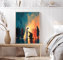 Jesus Comforting Kneeling Soldier Canvas Wall Art Decor, Christian Veteran Gift Canvas