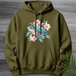 Floral Reef Sea Turtle Premium Hoodie Gift For Nature Lover