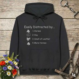 Easily Distracted By Horses Hoodie Gift For Horse Lover