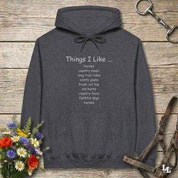 Things I Like Hoodie Gift For Horse Lover