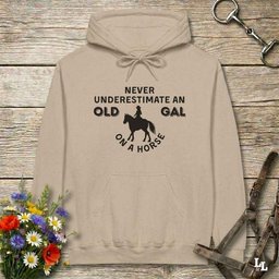 Never Underestimate An Old Gal On A Horse Hoodie Gift For Horse Lover
