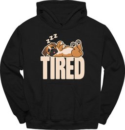 Boxer Tired Dog Hoodie Gift For Dog Lover