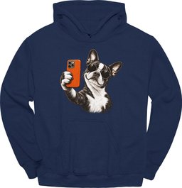 Boston Terrier Selfie Dog Hoodie Gift For Dog Lover