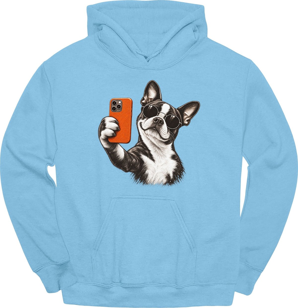 Boston Terrier Selfie Dog Hoodie Gift For Dog Lover