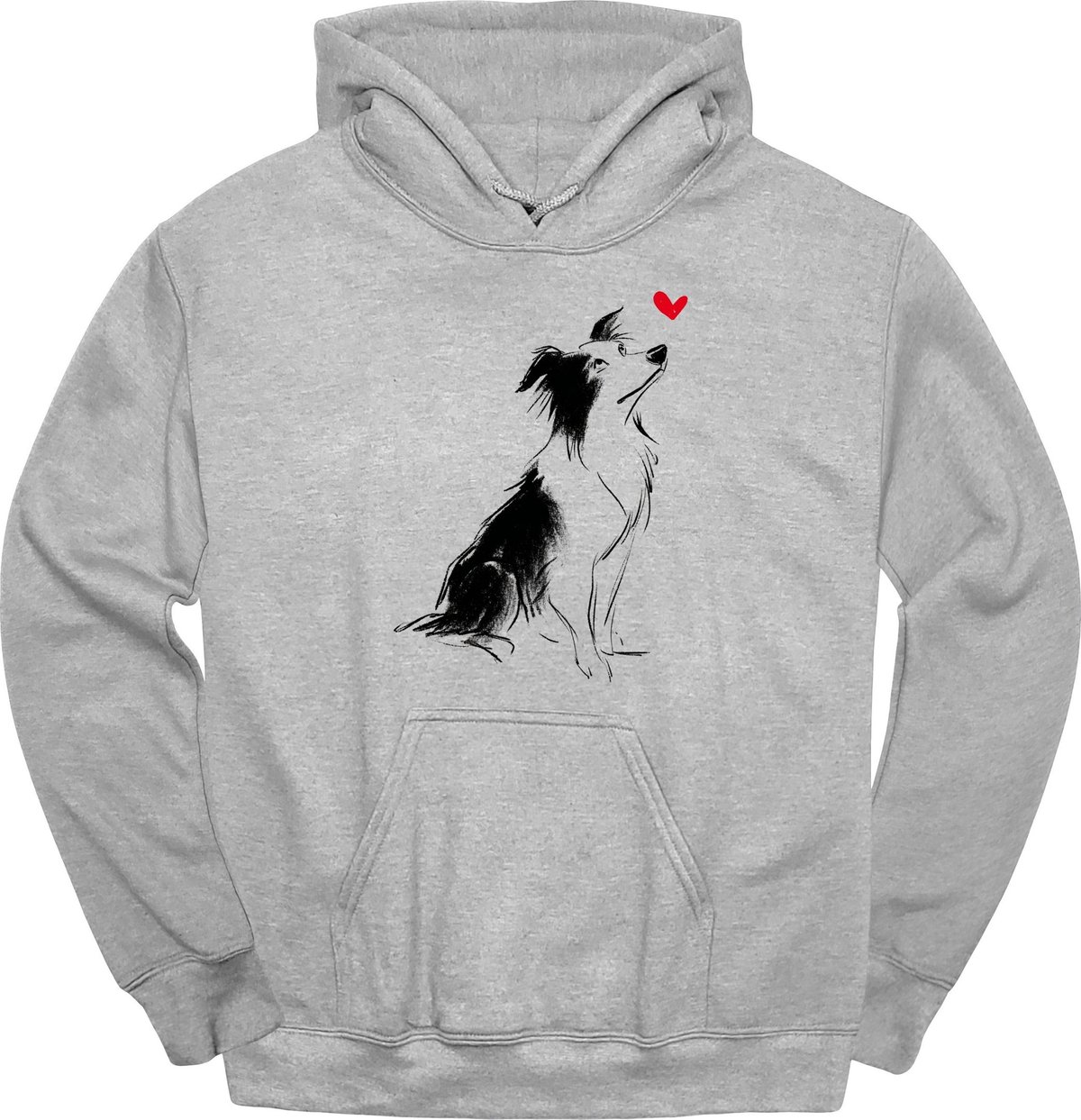 Border Collie Sketch Dog Hoodie Gift For Dog Lover