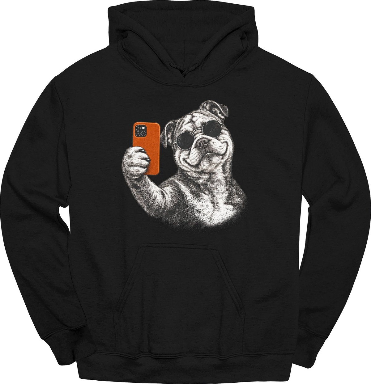 Bulldog Selfie Dog Hoodie Gift For Dog Lover