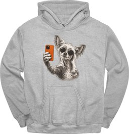 Chinese Crested Selfie Dog Hoodie Gift For Dog Lover