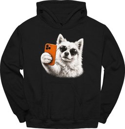 Japanese Spitz Selfie Dog Hoodie Gift For Dog Lover