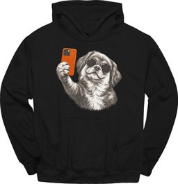 Pekingese Selfie Dog Hoodie Gift For Dog Lover