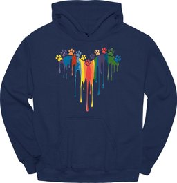 Paint Drip Paw Heart Hoodie Gift For Dog Lover