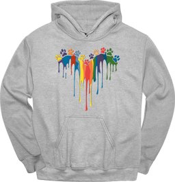 Paint Drip Paw Heart Hoodie Gift For Dog Lover