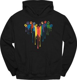 Paint Drip Paw Heart Hoodie Gift For Dog Lover