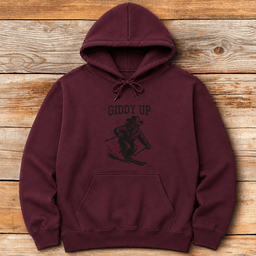 Giddy Up Hoodie Gift For Skier