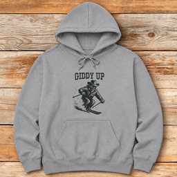 Giddy Up Hoodie Gift For Skier