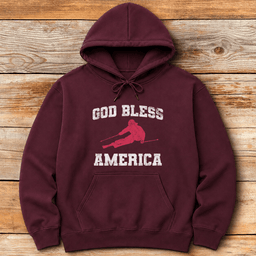 God Bless America Ski Hoodie Gift For Skier
