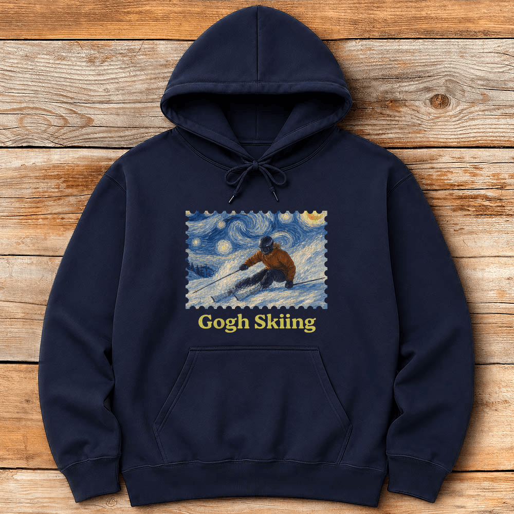 Gogh Skiing Lady Hoodie Gift For Skier
