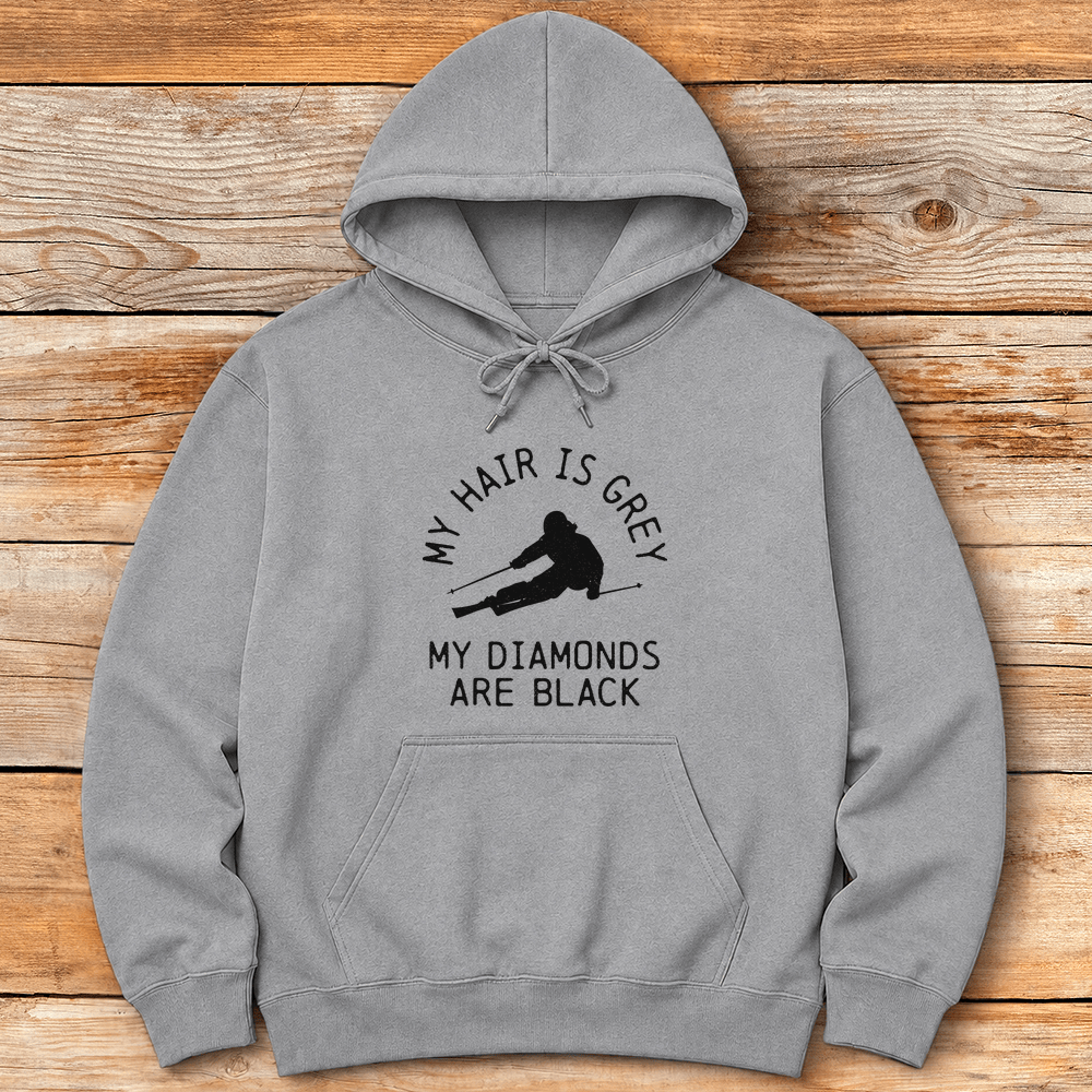 Grey Hair Black Diamonds Hoodie Gift For Skier