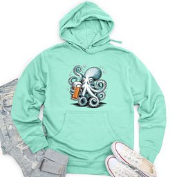 Octopus Holding Beer Glass Unisex Midweight Hoodie