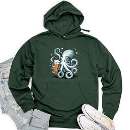 Octopus Holding Beer Glass Unisex Midweight Hoodie