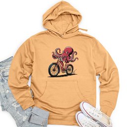 Octopus Riding Bicycle Unisex Midweight Hoodie