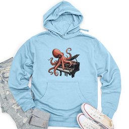 Octopus Piano Melody Unisex Midweight Hoodie