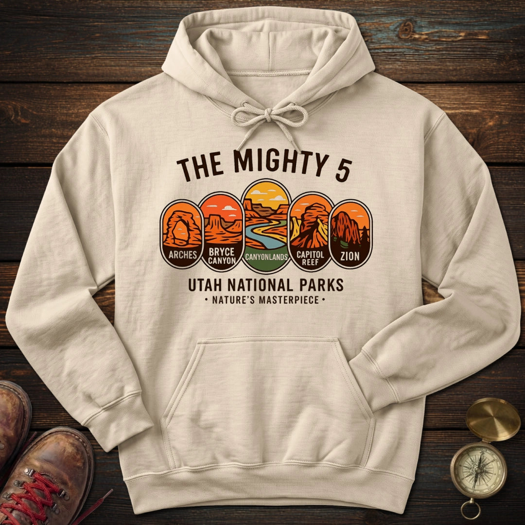 The Mighty 5 Park Badges Hoodie Gift For National Park Lover