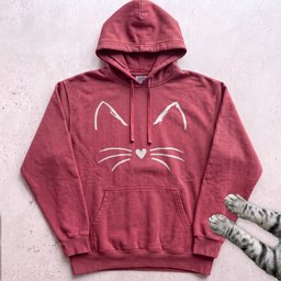 Cat Face Minimal Hoodie Gift For Cat Lover