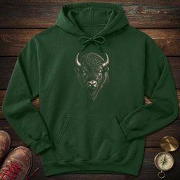 Bison Archival Portrait Hoodie Gift For National Park Lover