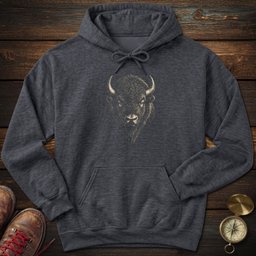 Bison Archival Portrait Hoodie Gift For National Park Lover