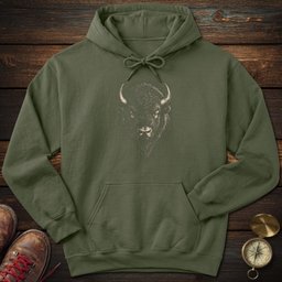 Bison Archival Portrait Hoodie Gift For National Park Lover