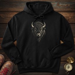 Bison Archival Portrait Hoodie Gift For National Park Lover