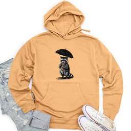 Raccoon Holding Umbrella Unisex Midweight Hoodie