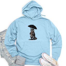 Raccoon Holding Umbrella Unisex Midweight Hoodie