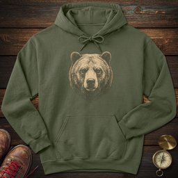 Grizzly Bear Portrait Hoodie Gift For National Park Lover