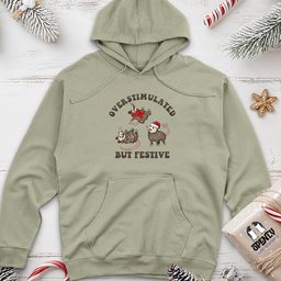 Overstimulated but Festive Unisex Midweight Hoodie