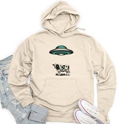 Ufo and Cow Design Unisex Midweight Hoodie