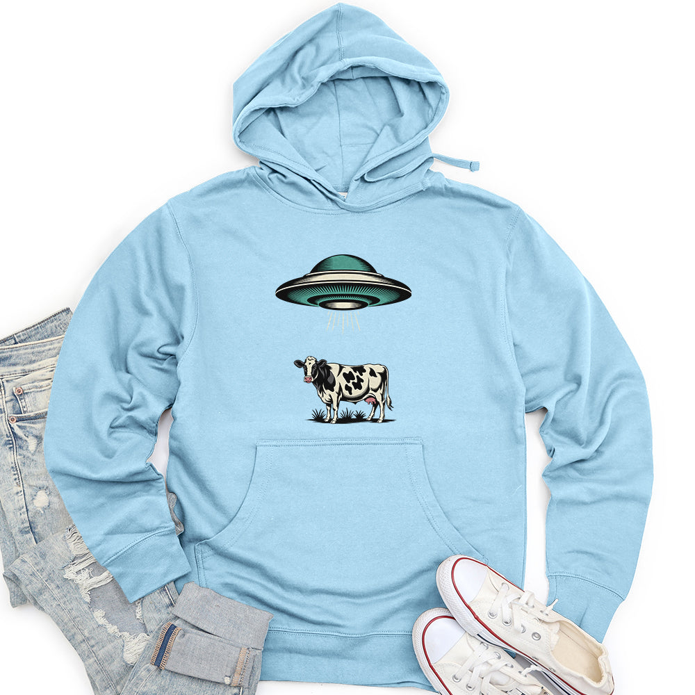 Ufo and Cow Design Unisex Midweight Hoodie