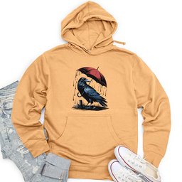 Raven in Rain Unisex Midweight Hoodie